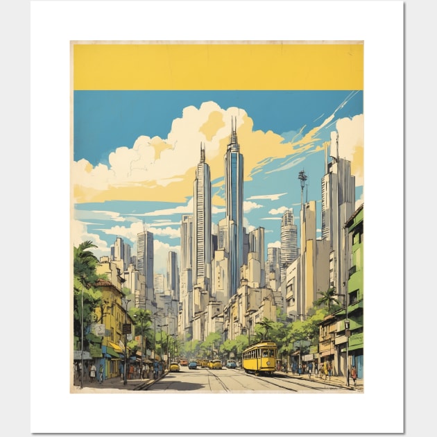 Sao Paulo Brazil Vintage Tourism Travel Poster Art Wall Art by TravelersGems